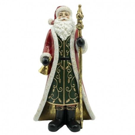 Babbo Natale con Mantello Rosso in Resina H. 37 cm
