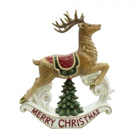 Renna Natalizia a Dondolo in Resina H.36,5 cm