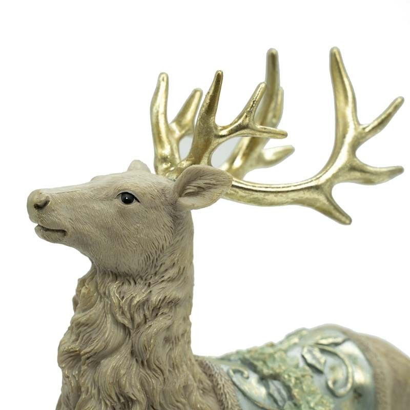 Renna Natalizia in Resina con Sella Verde Acqua H.28 cm