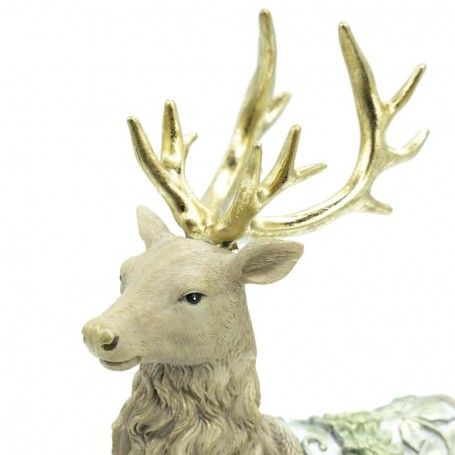 Renna Natalizia in Resina con Sella Verde Acqua H.28,5 cm