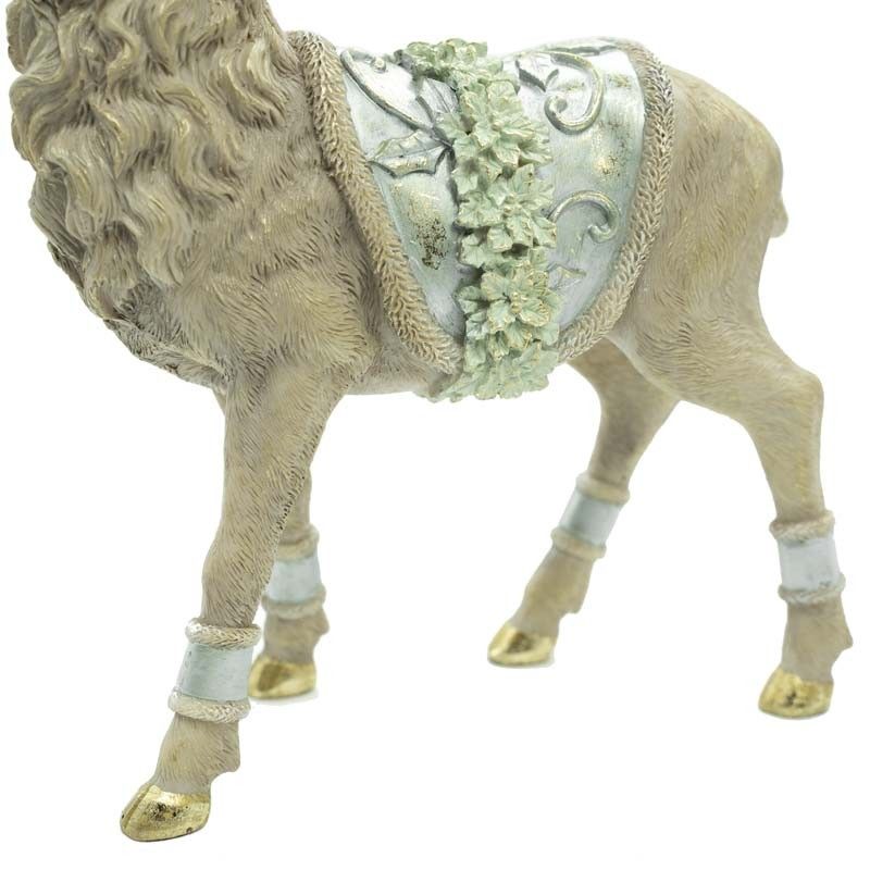 Renna Natalizia in Resina con Sella Verde Acqua H.28,5 cm