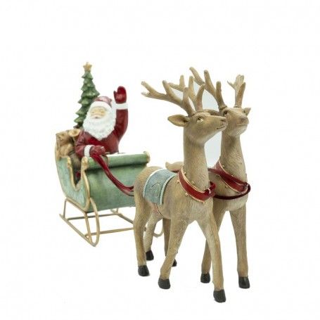 Babbo Natale su Slitta con Renne in Resina