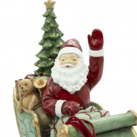Babbo Natale su Slitta con Renne in Resina