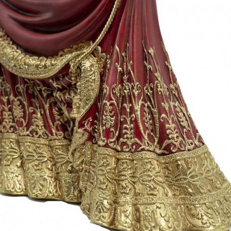 Porta Candele in Resina Rosso e Oro 38 cm