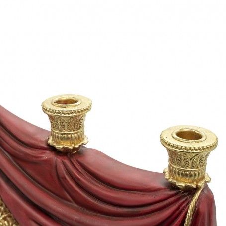 Porta Candele in Resina Rosso e Oro 38 cm