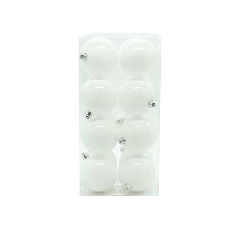 Palle di Natale in Plastica Lucide D.8 cm Confezione da 16 Pz