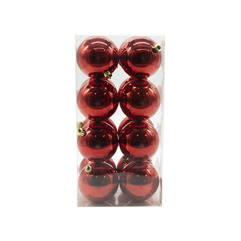 Palle di Natale in Plastica Lucide D.8 cm Confezione da 16 Pz