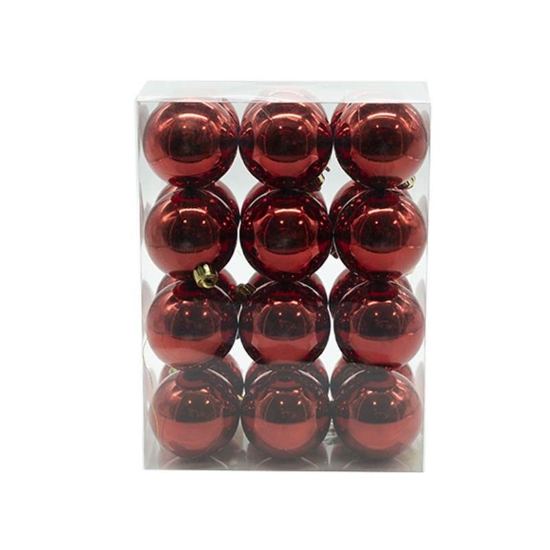 Palle di Natale in Plastica Lucide D.6 cm Confezione da 24 Pz