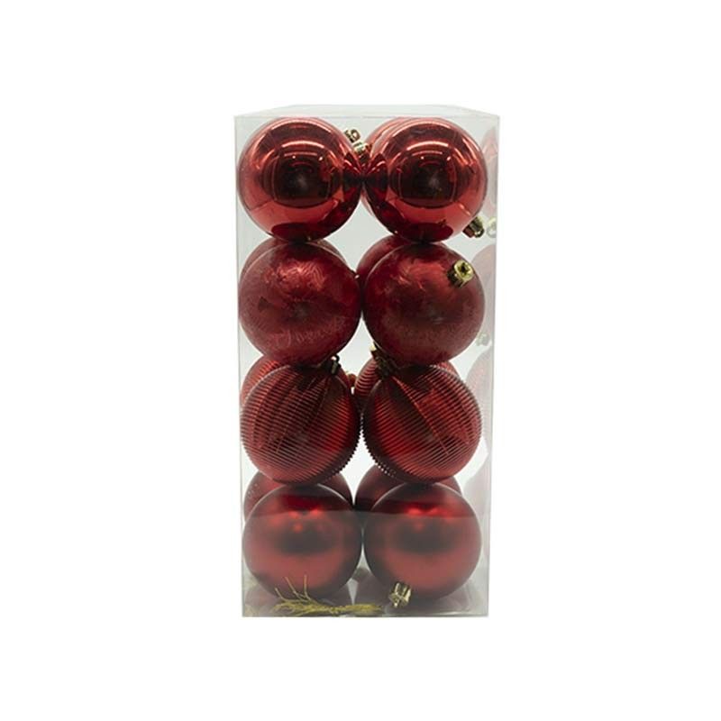 Palle di Natale in Plastica D.8 cm Confezione da 16 PZ