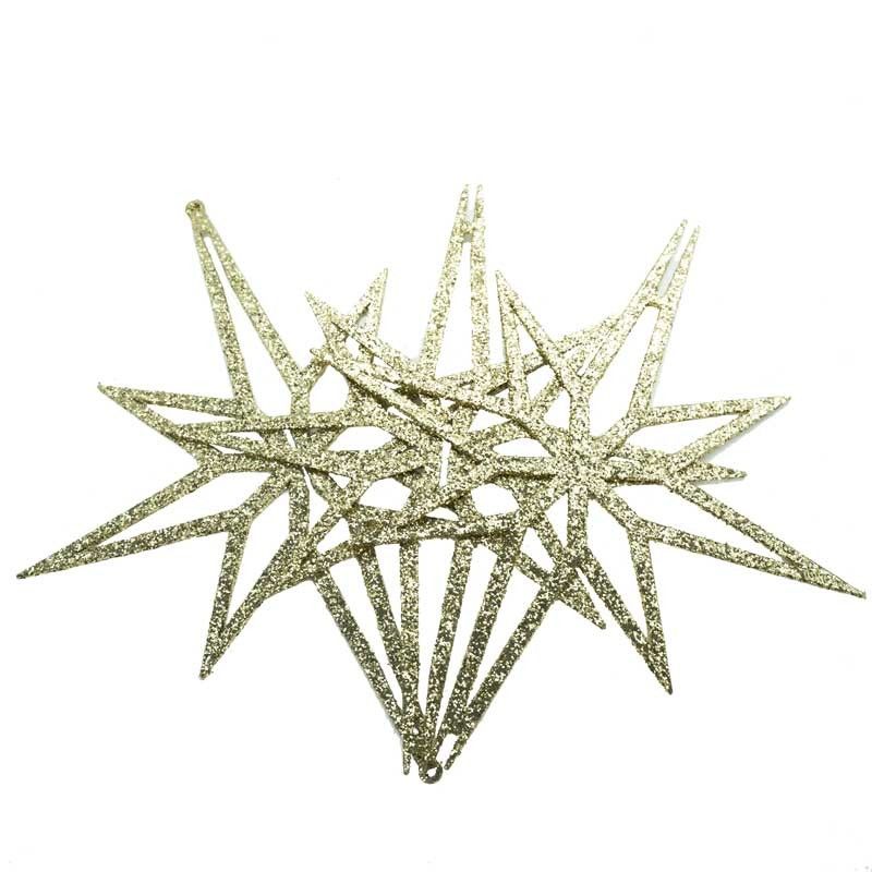 Stella 3D Natalizia con Glitter Oro in 3 Misure