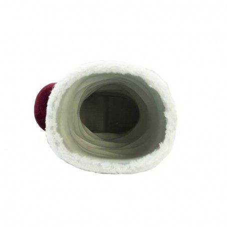 Stivale Natalizio in Stoffa Bordeaux e Pelliccia Bianca