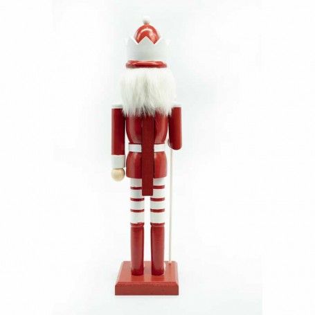 Schiaccianoci Natalizio in Legno Bianco e Rosso con Corona e Scettro H.38 cm Schiaccianoci Natalizio in Legno Bianco e Rosso con Corona e Scettro H.38 cm