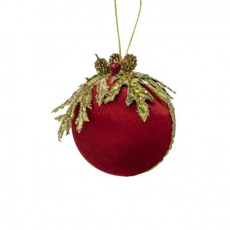 Palla di Natale da Appendere Rossa e oro con Fantasia a Quadri Verde D.9 cm