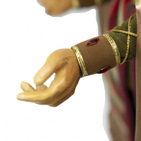 Volpe con Mantello in Velluto Rosso e Oro su Stand H.62 cm Volpe con Mantello in Velluto Rosso e Oro su Stand H.62 cm