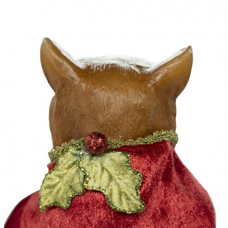 Volpe con Mantello in Velluto Rosso e Oro su Stand H.62 cm Volpe con Mantello in Velluto Rosso e Oro su Stand H.62 cm