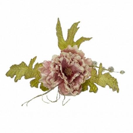 Peonia Rosa con Clip 15x15 cm