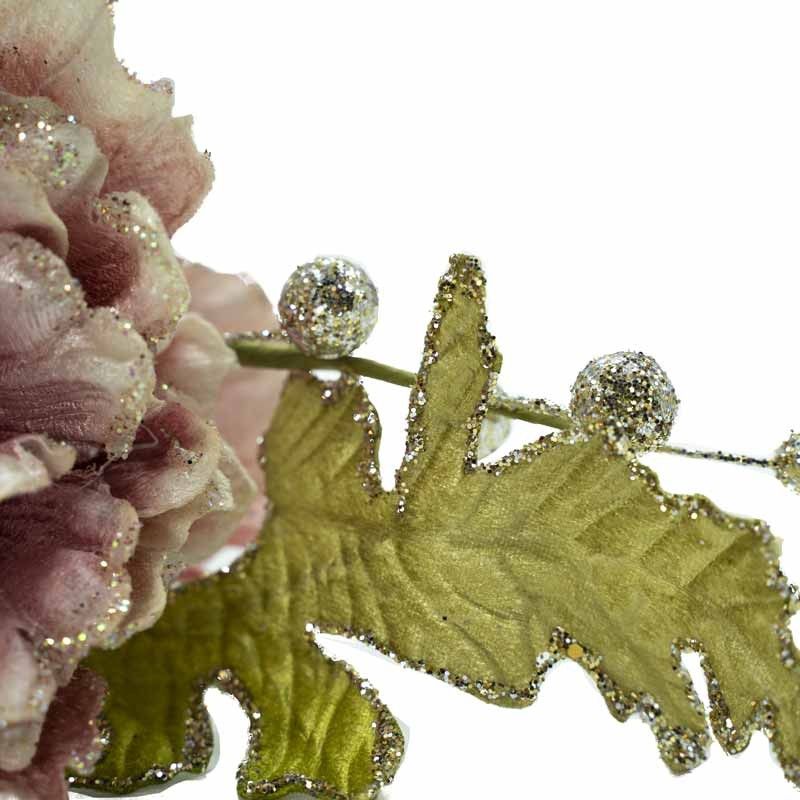 Peonia Rosa con Clip 15x15 cm