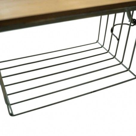 Mensola Stile Industrial in Legno con Specchio e Ganci Mensola Stile Industrial in Legno con Specchio e Ganci