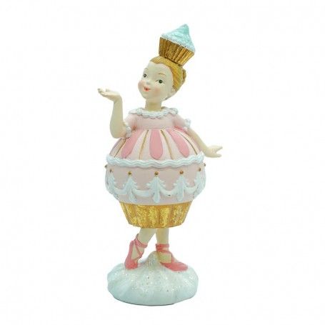 Bambolina Cup Cake Natalizia in Resina H.17 cm 2 Modelli