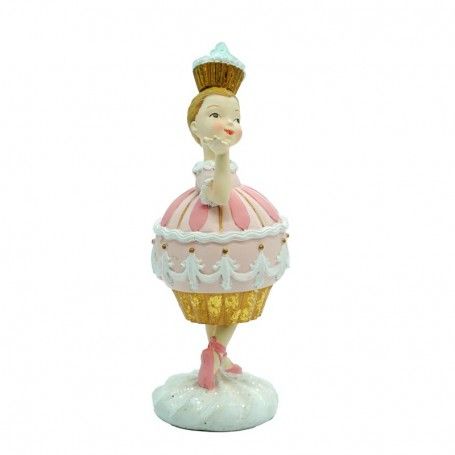 Bambolina Cup Cake Natalizia in Resina H.17 cm 2 Modelli