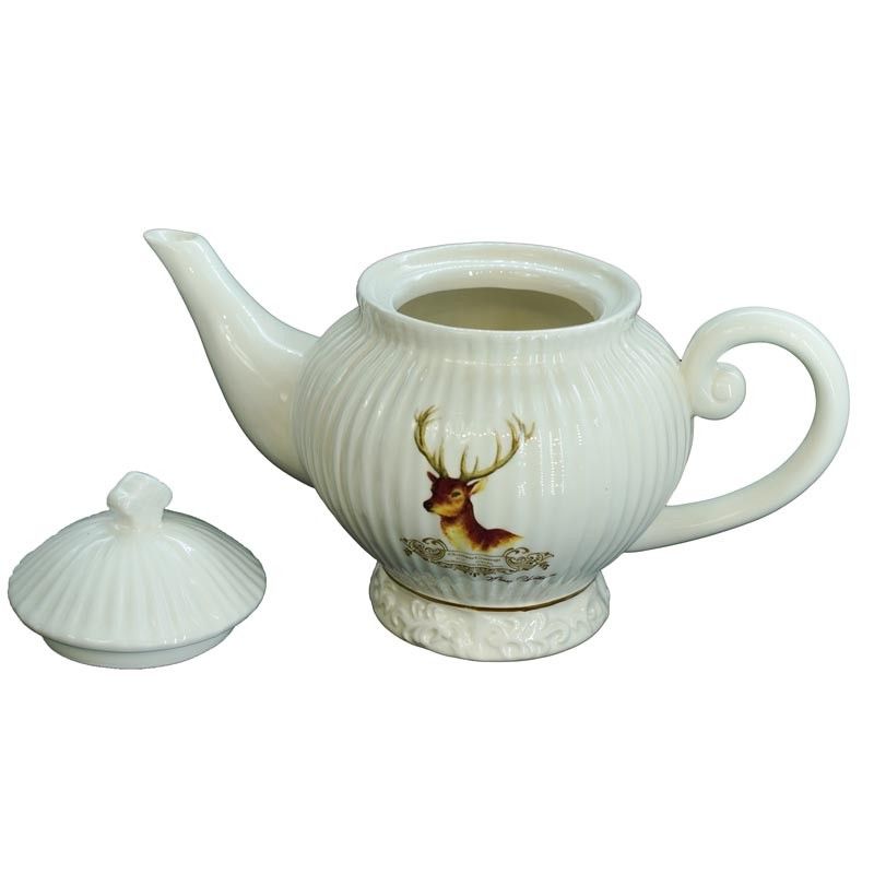 Teiera in Ceramica Bianca con Renna H.16 cm