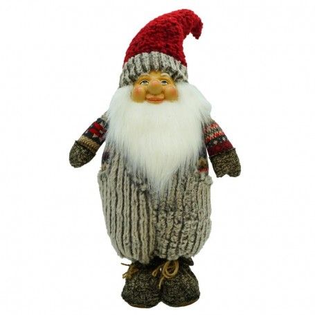 Gnomo Natalizio con Abito Grigio e Cappello Rosso H.72 cm