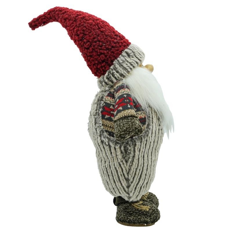 Gnomo Natalizio con Abito Grigio e Cappello Rosso H.72 cm