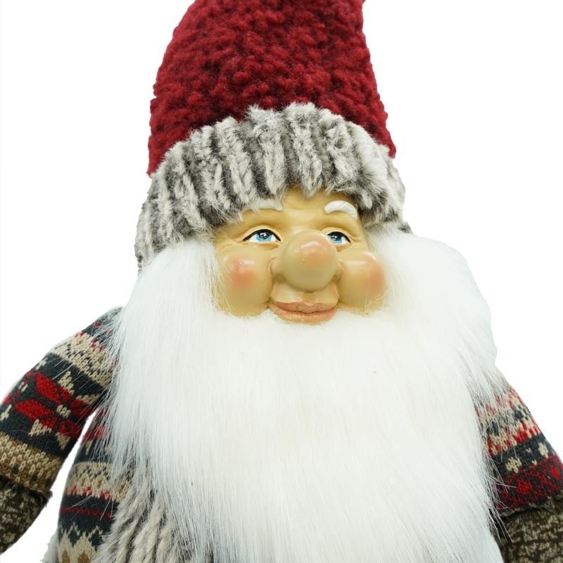 Gnomo Natalizio con Abito Grigio e Cappello Rosso H.72 cm