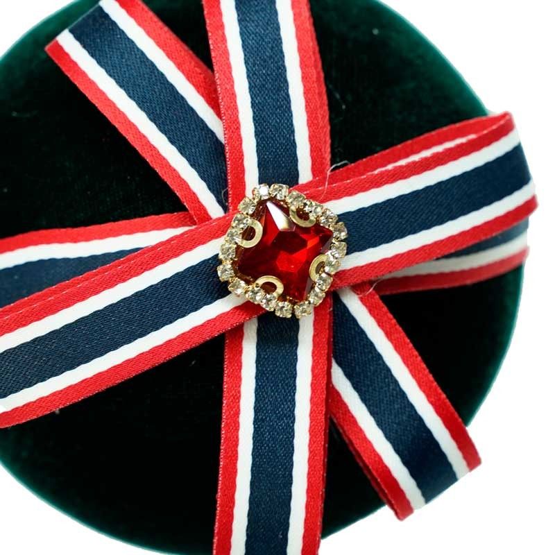 Palla di Natale Verde in Velluto con Nastro Rosso e Verde D.12 cm