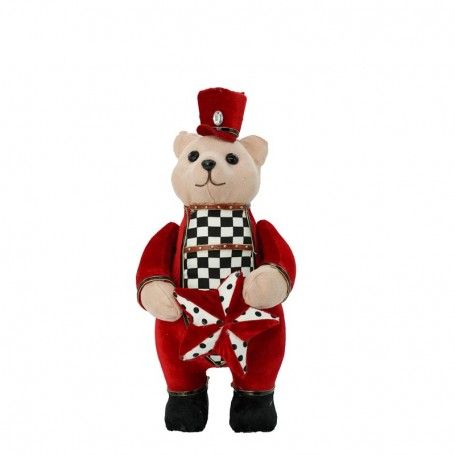 Orsetto con Abito Rosso a Scacchi H.32 cm