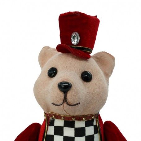 Orsetto con Abito Rosso a Scacchi H.32 cm