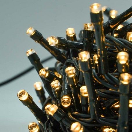 Catena 1300 Luci Led Bianco Caldo con Memory Control con Cavo Verde 65 metri Uso Esterno