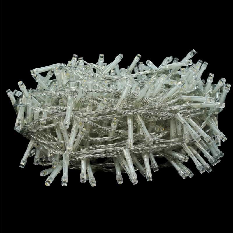 Catena Memory Control con 480 Luci Led Bianco Caldo con Cavo Trasparente 24 metri, Uso Esterno