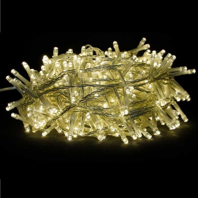 Catena Memory Control con 480 Luci Led Bianco Caldo con Cavo Trasparente 24 metri, Uso Esterno