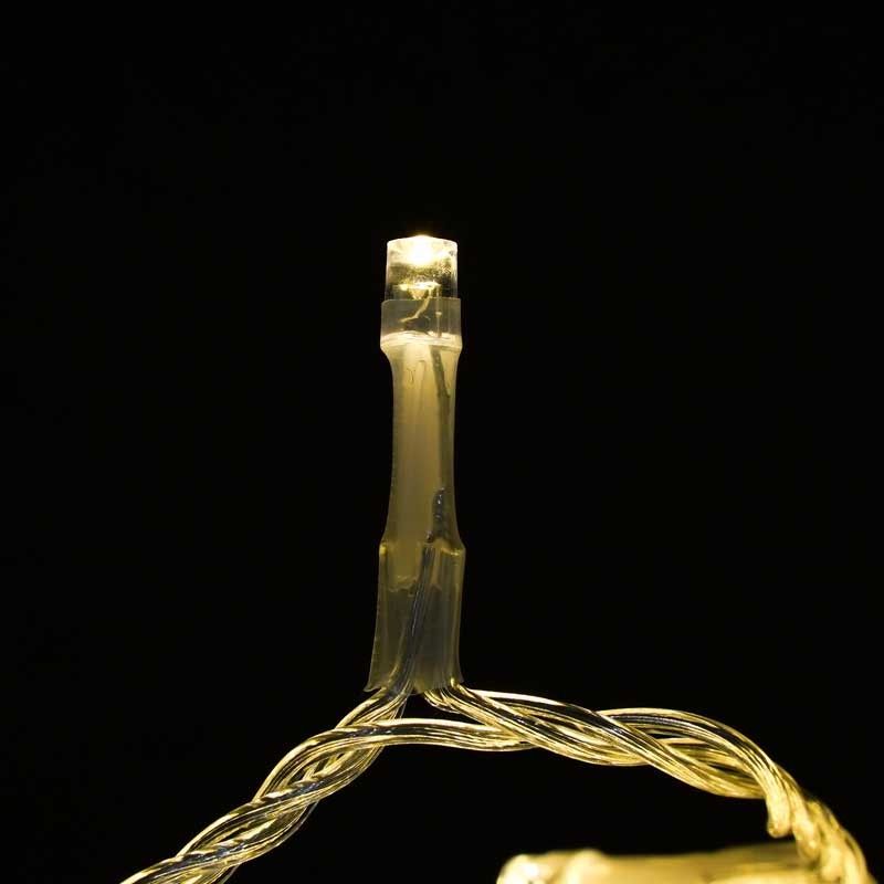 Catena Memory Control con 480 Luci Led Bianco Caldo con Cavo Trasparente 24 metri, Uso Esterno