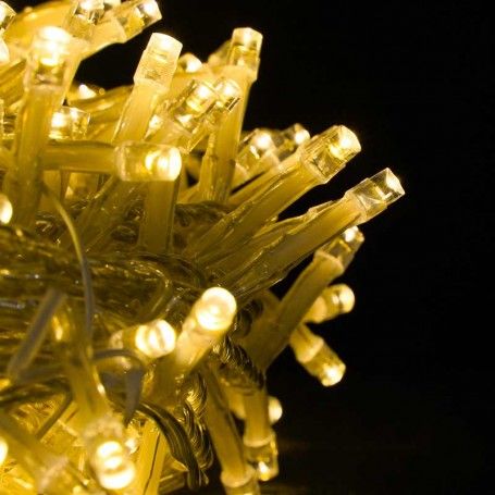 Catena Memory Control con 480 Luci Led Bianco Caldo con Cavo Trasparente 24 metri, Uso Esterno