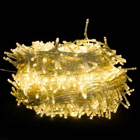 Catena Memory Control con 480 Luci Led Bianco Caldo con Cavo Trasparente 24 metri, Uso Esterno