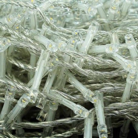 Catena Memory Control con 480 Luci Led Bianco Caldo con Cavo Trasparente 24 metri, Uso Esterno