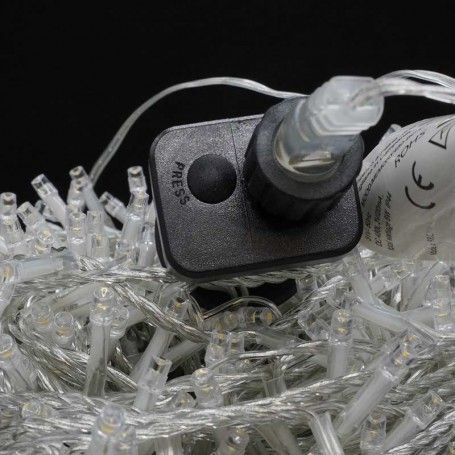 Catena Memory Control con 480 Luci Led Bianco Caldo con Cavo Trasparente 24 metri, Uso Esterno