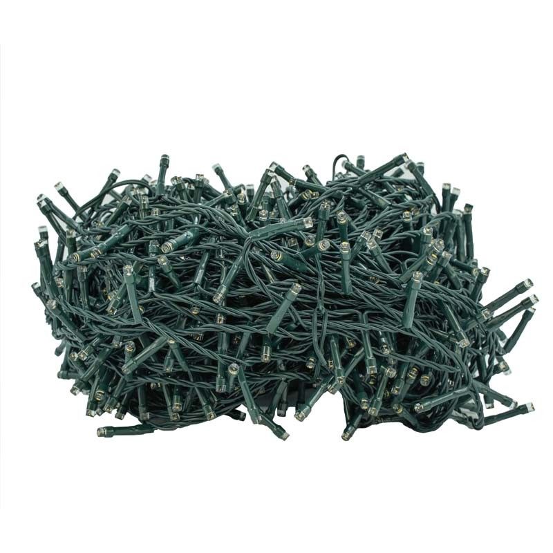 Catena Memory Control con 1000 Luci Led Bianco Caldo con Cavo Verde 50 metri, Uso Esterno