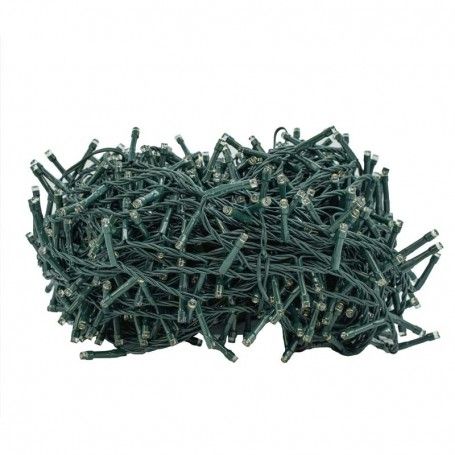 Catena Memory Control con 1000 Luci Led Bianco Caldo con Cavo Verde 50 metri, Uso Esterno