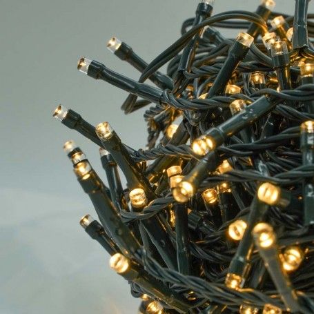 Catena Memory Control con 1000 Luci Led Bianco Caldo con Cavo Verde 50 metri, Uso Esterno