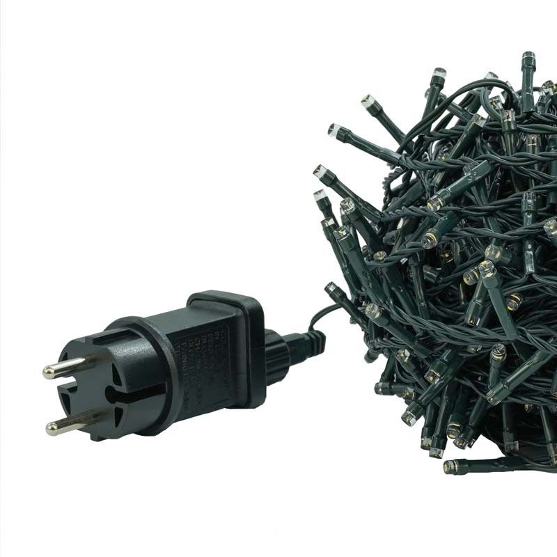 Catena Memory Control con 1000 Luci Led Bianco Caldo con Cavo Verde 50 metri, Uso Esterno