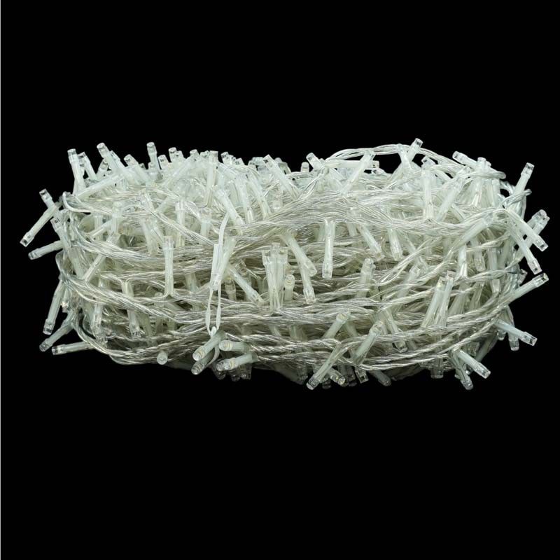 Catena con 1300 Luci Led Bianco Caldo con Cavo Trasparente Memory Control 65 metri, Uso Esterno