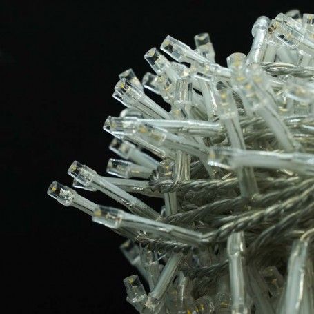 Catena con 1300 Luci Led Bianco Caldo con Cavo Trasparente Memory Control 65 metri, Uso Esterno