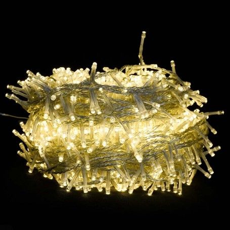 Catena con 1300 Luci Led Bianco Caldo con Cavo Trasparente Memory Control 65 metri, Uso Esterno