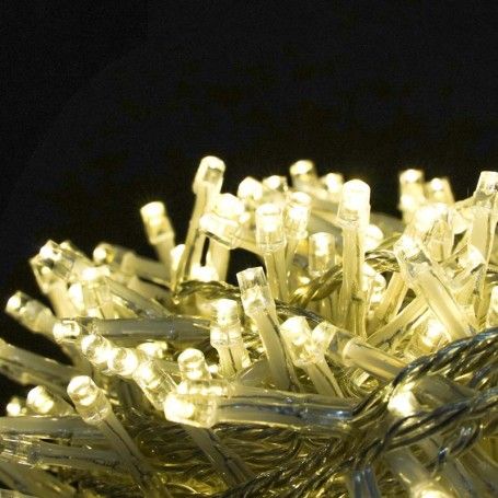 Catena con 1300 Luci Led Bianco Caldo con Cavo Trasparente Memory Control 65 metri, Uso Esterno