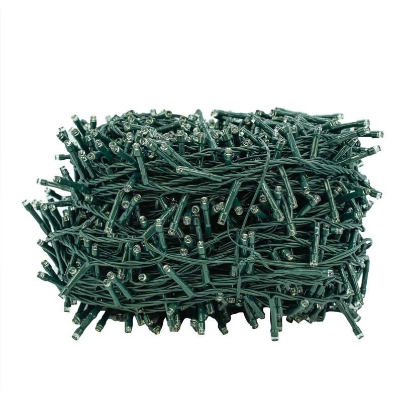 Catena 1300 Luci Led Bianco con Memory Control e Cavo Verde 65 metri, Uso Esterno