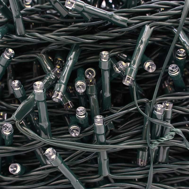 Catena 1300 Luci Led Bianco con Memory Control e Cavo Verde 65 metri, Uso Esterno