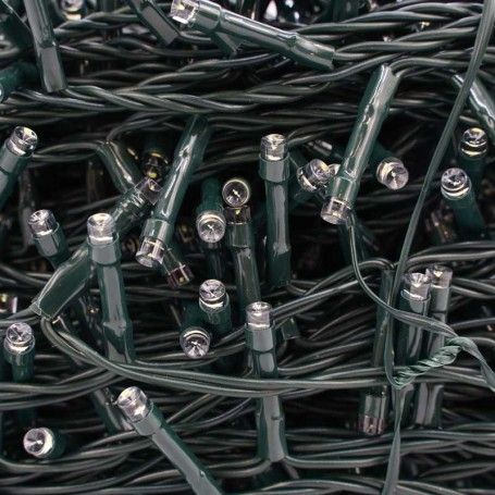 Catena 1300 Luci Led Bianco con Memory Control e Cavo Verde 65 metri, Uso Esterno